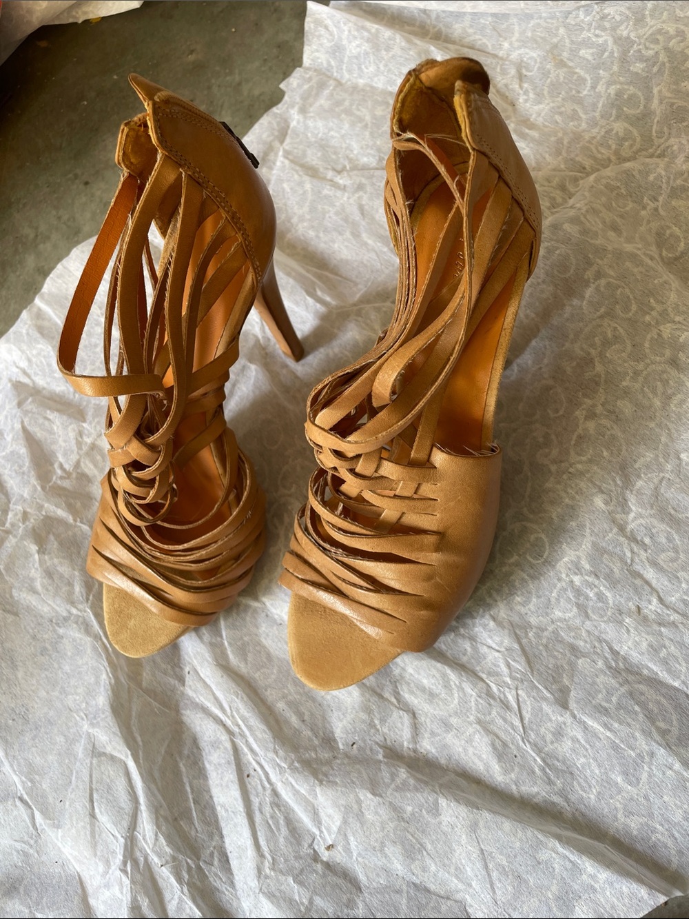 Pour La Victoire Tan Strappy High Heel Sandals
